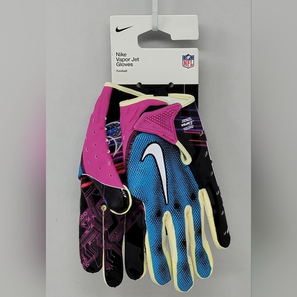 Nike Vapor Jet NFL Football Gloves Blue Black Pink Unisex Size